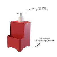 Kit Pia 3 Peças Lixeira Dispenser Porta Talher Cozinha - Stolf Vermelho - 3