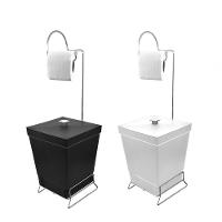 Kit 2 Lixeiras Com Suporte De Papel Higiênico - Stolf Preto + Branco - 1