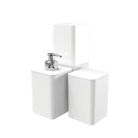 Kit Banheiro Com Porta Algodão Escovas E Sabonete Líquido - Stolf Branco - 1