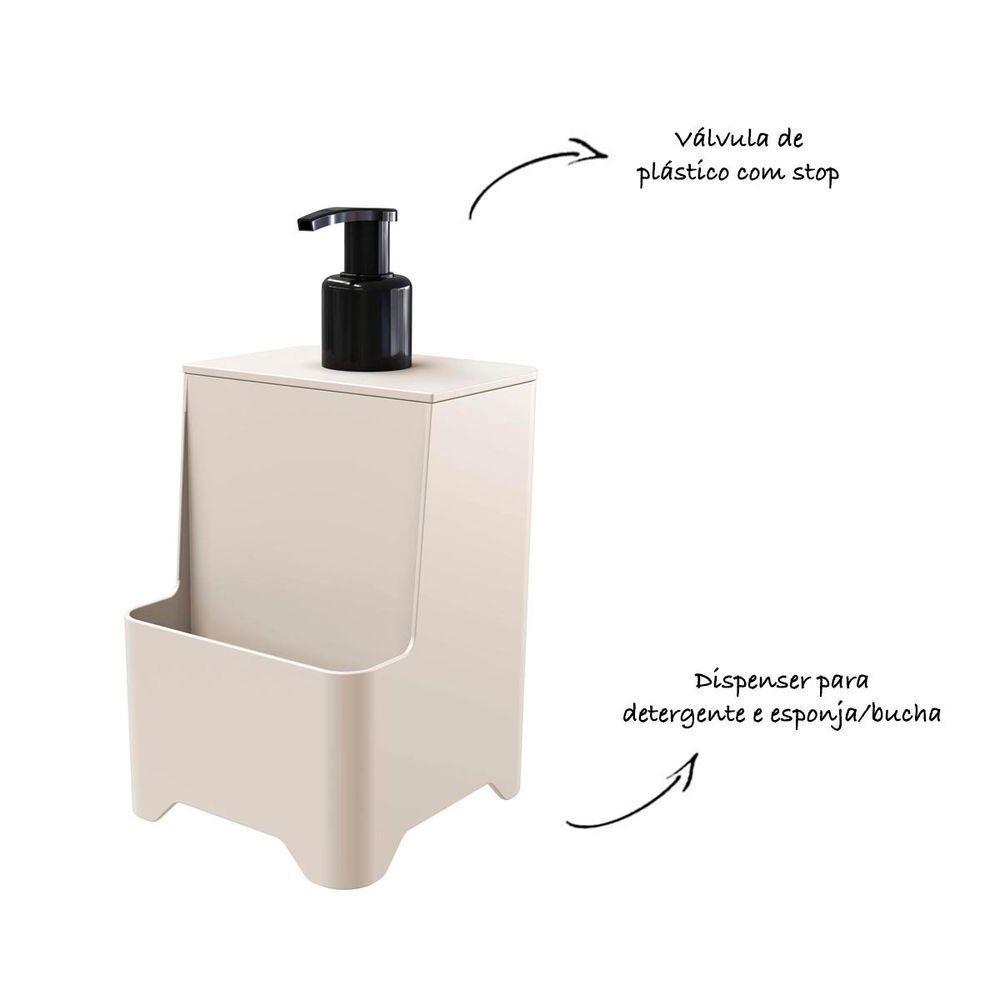 Kit Pia 3 Peças Lixeira Dispenser Porta Talher Cozinha - Stolf Areia - 2