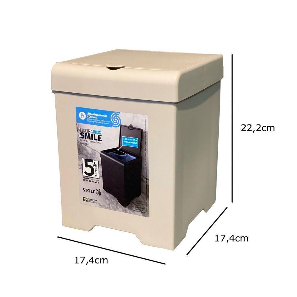 Kit Pia 3 Peças Lixeira Dispenser Porta Talher Cozinha - Stolf Areia - 3