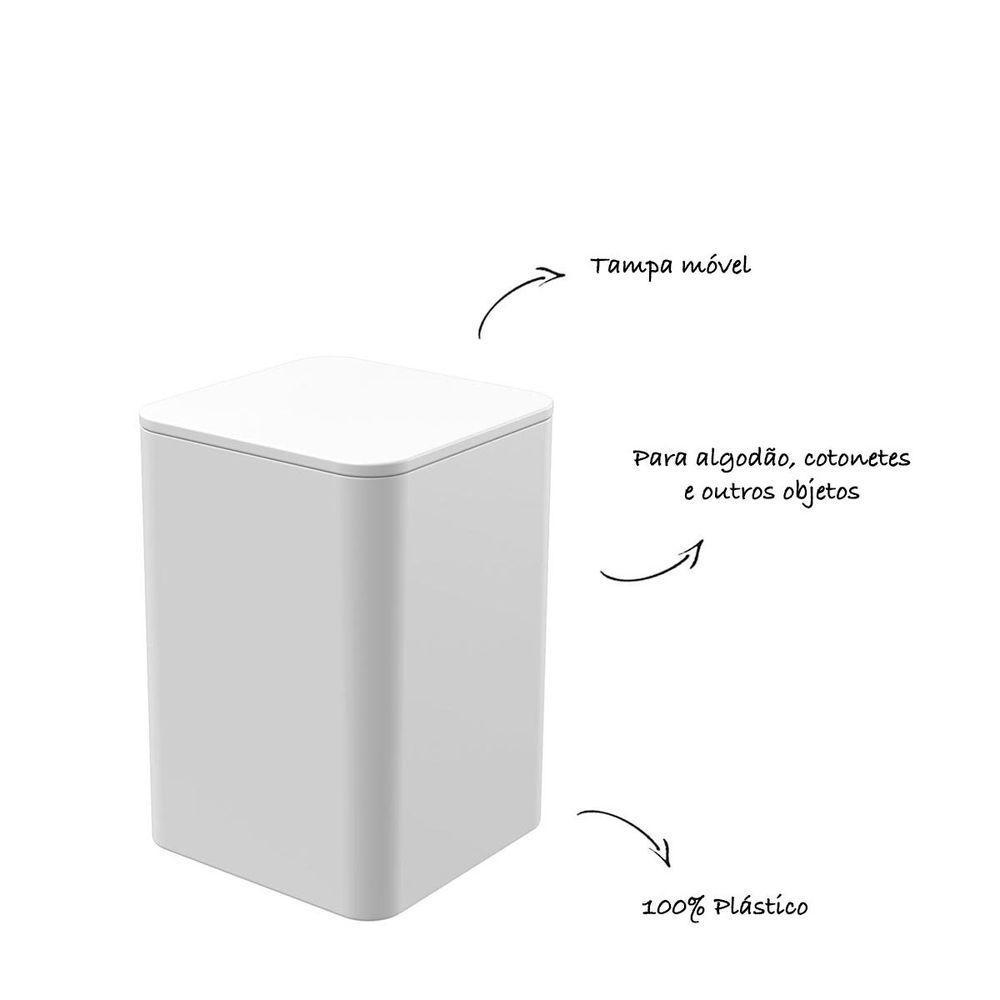 Porta Algodão E Cotonete Com Tampa - Stolf Branco - 2