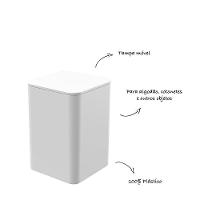 Porta Algodão E Cotonete Com Tampa - Stolf Branco - 2