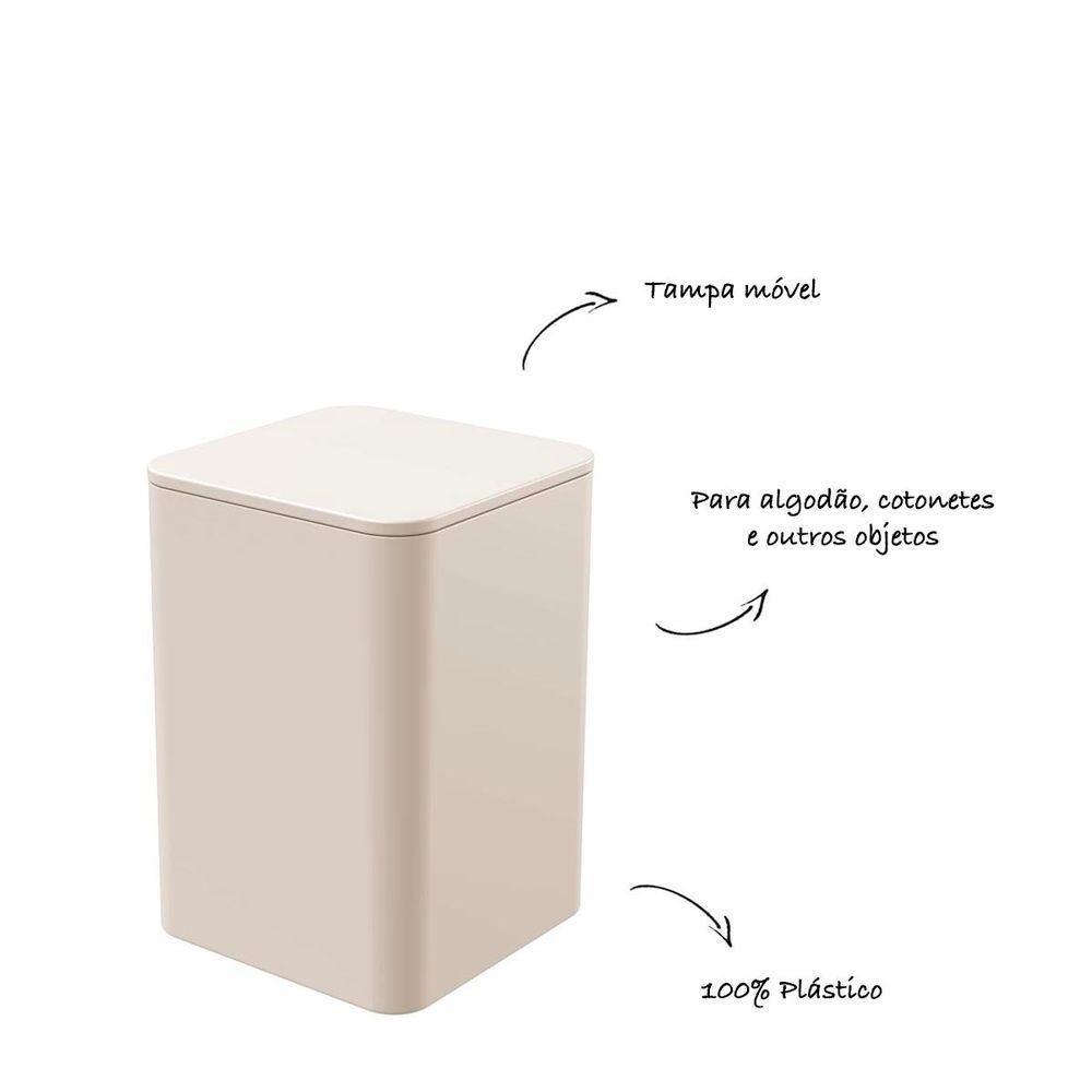 Porta Algodão E Cotonete Com Tampa - Stolf Areia - 2