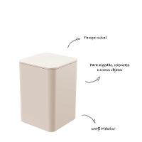 Porta Algodão E Cotonete Com Tampa - Stolf Areia - 2