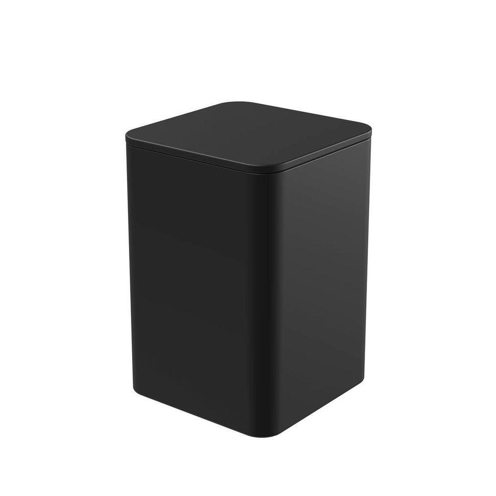 Porta Algodão E Cotonete Com Tampa - Stolf Preto - 1