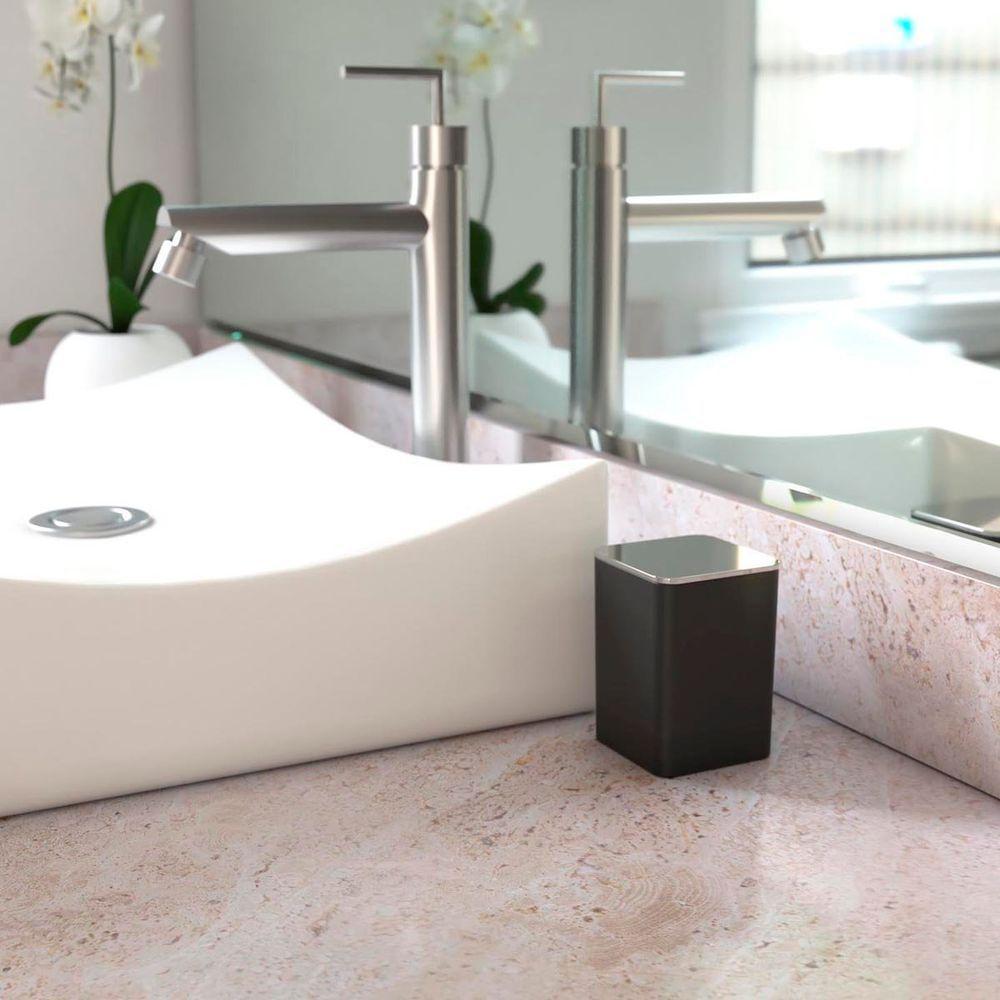 Porta Algodão E Cotonete Com Tampa - Stolf Preto - 2