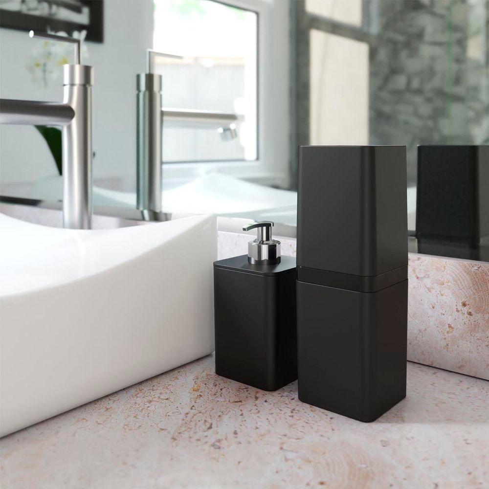 Kit Banheiro 2 Peças Dispenser De Sabonete E Porta Escova - Stolf Preto - 2