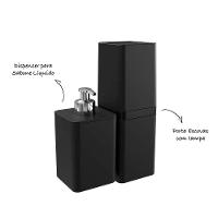 Kit Banheiro 2 Peças Dispenser De Sabonete E Porta Escova - Stolf Preto - 3