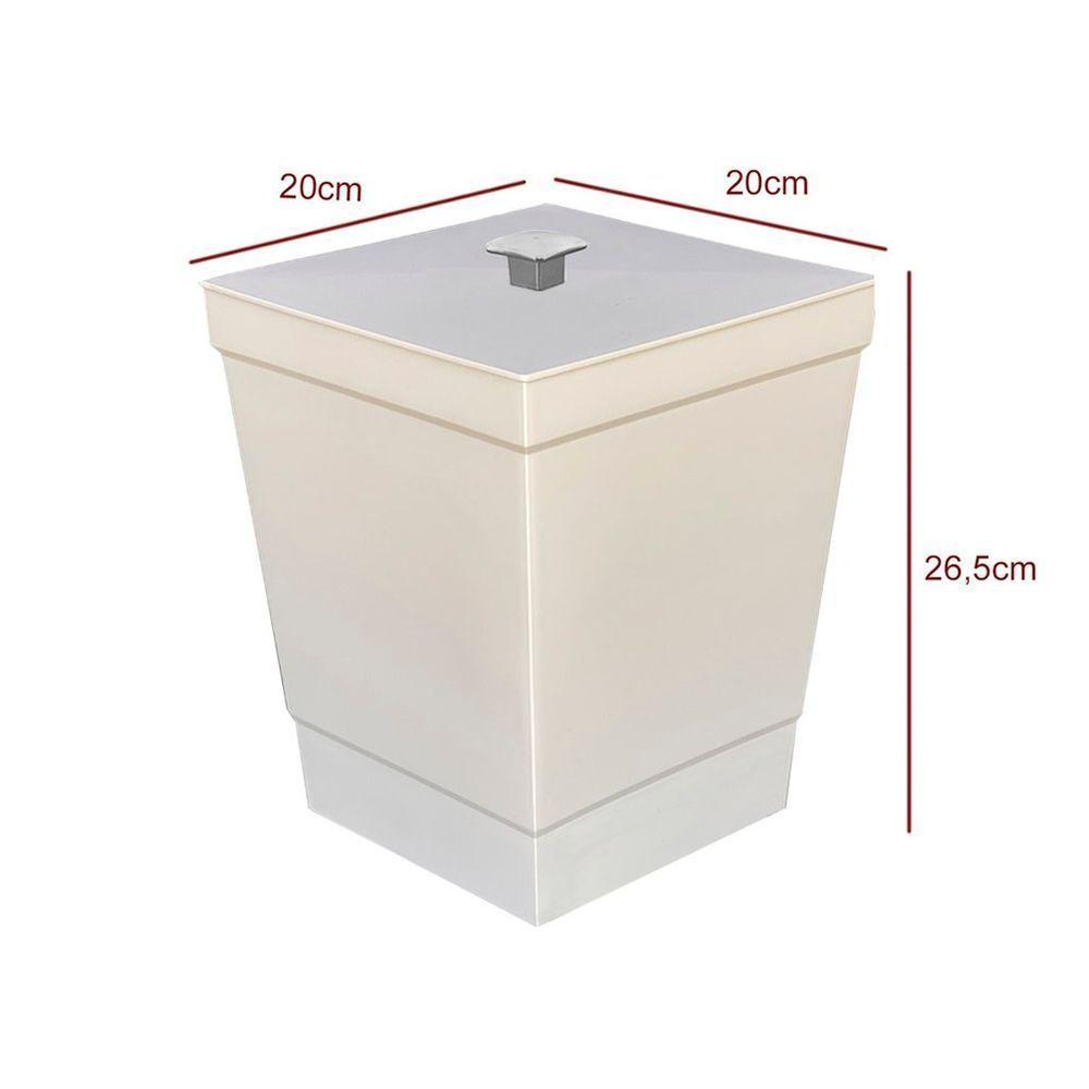 Kit Banheiro 4 Peças Lixeira Dispenser Porta Escova E Porta Algodão - Stolf Areia - 2