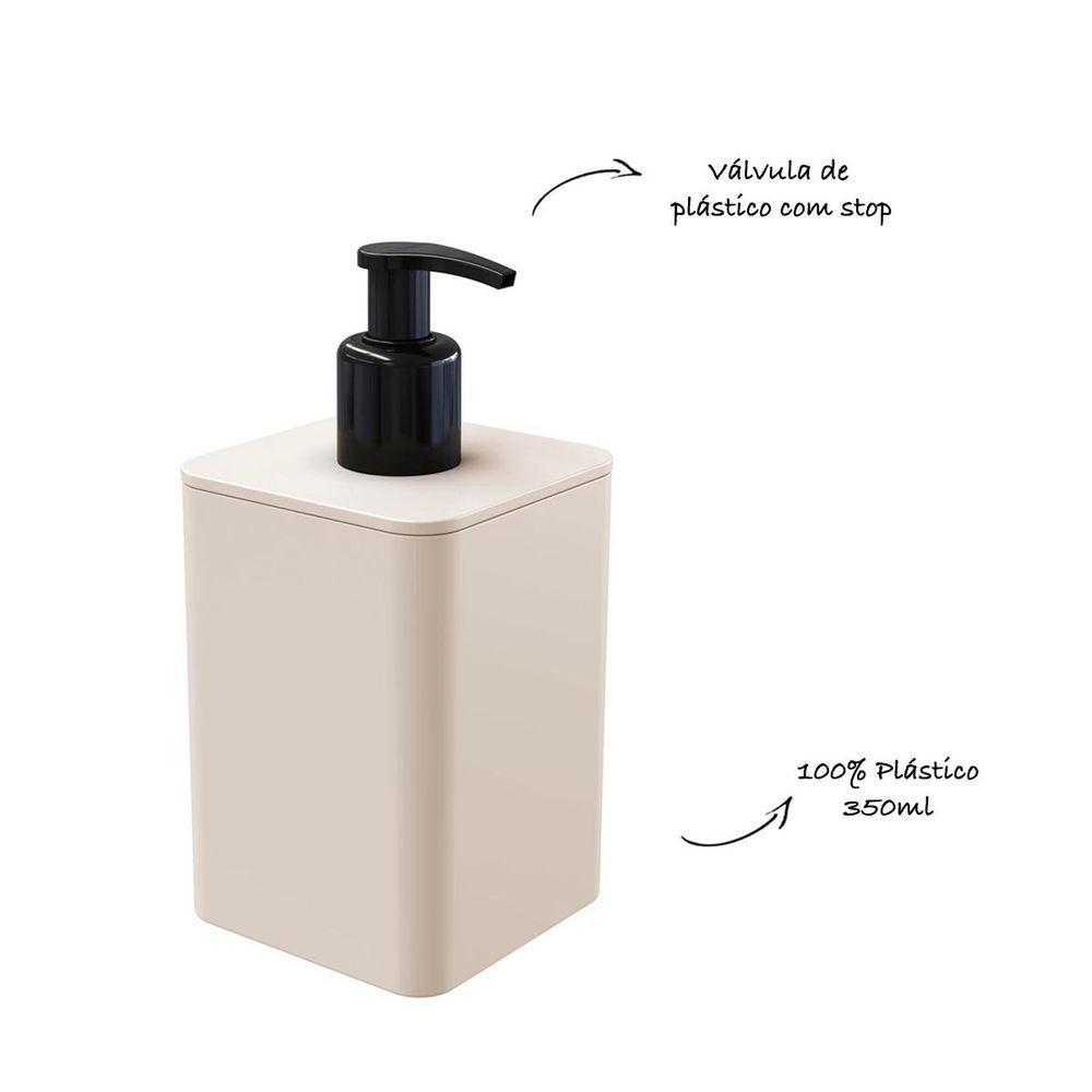 Kit Banheiro 4 Peças Lixeira Dispenser Porta Escova E Porta Algodão - Stolf Areia - 4