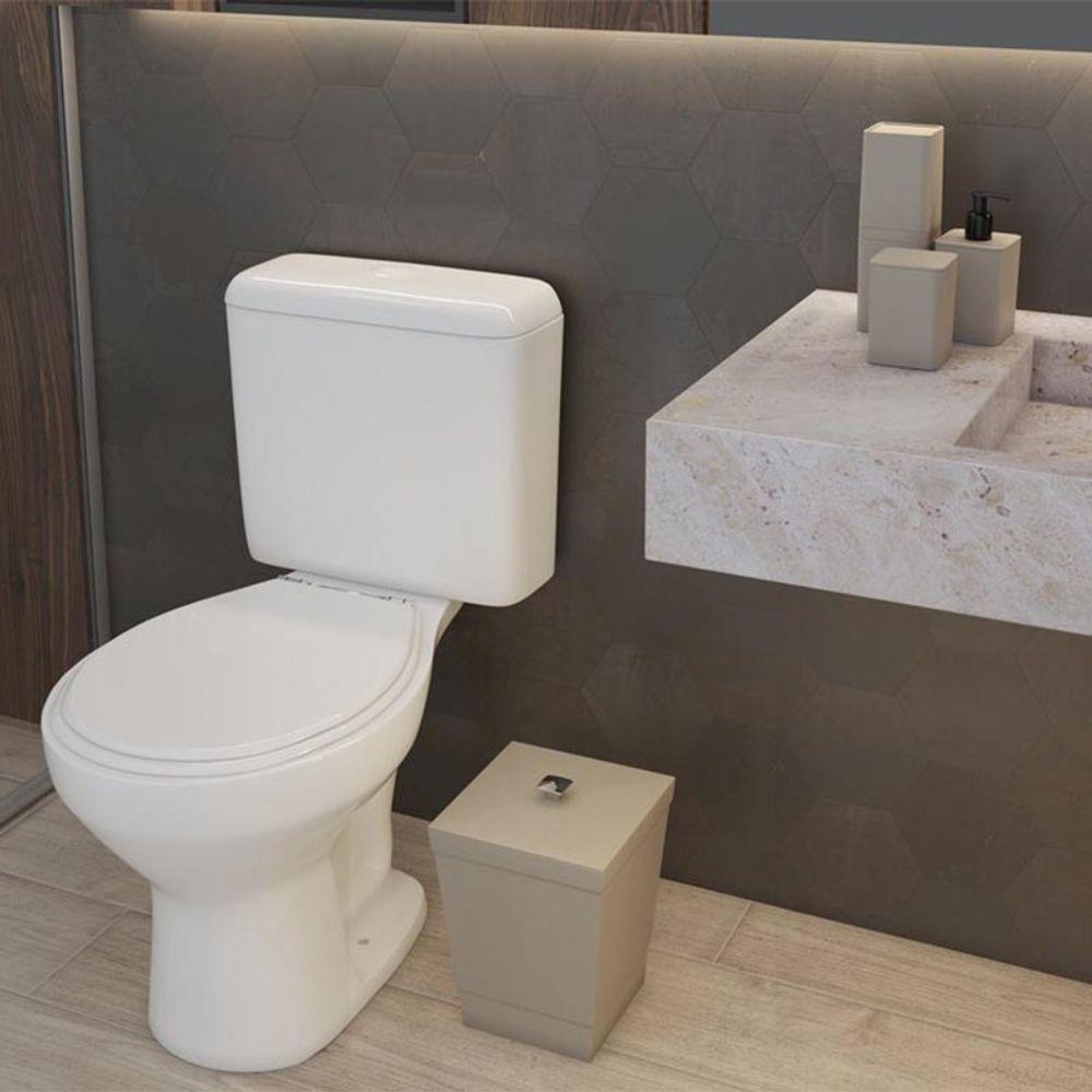 Kit Banheiro 4 Peças Lixeira Dispenser Porta Escova E Porta Algodão - Stolf Areia - 5