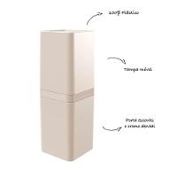 Kit Banheiro 4 Peças Lixeira Dispenser Porta Escova E Porta Algodão - Stolf Areia - 3