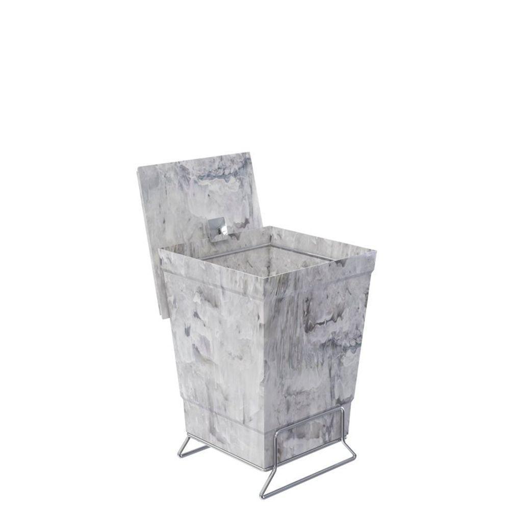 Lixeira Para Banheiro De Plástico Com Suporte Apoio - Stolf Mármore Branco - 1