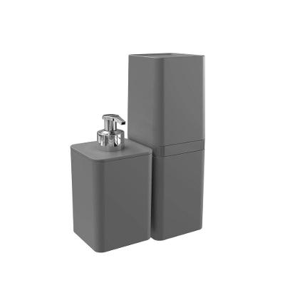 Kit Banheiro 2 Peças Dispenser De Sabonete E Porta Escova - Stolf Cinza