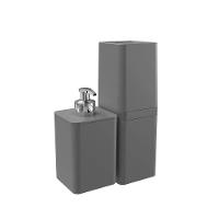 Kit Banheiro 2 Peças Dispenser De Sabonete E Porta Escova - Stolf Cinza - 1