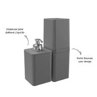 Kit Banheiro 2 Peças Dispenser De Sabonete E Porta Escova - Stolf Cinza - 2