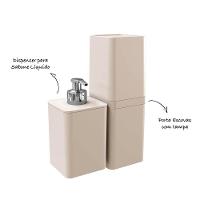 Kit Banheiro 2 Peças Dispenser De Sabonete E Porta Escova - Stolf Areia - 2