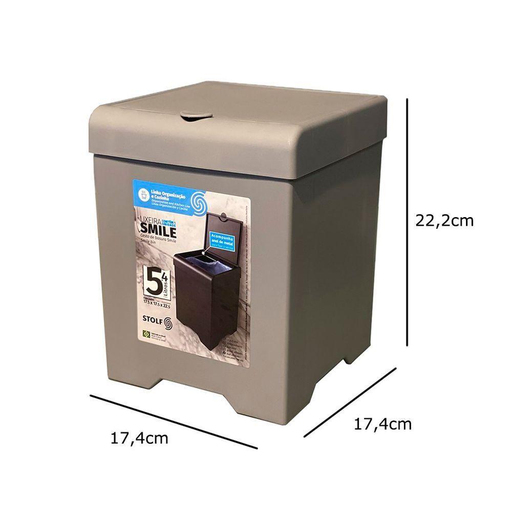 Kit Pia 3 Peças Lixeira Dispenser Porta Talher Cozinha - Stolf Cinza - 4