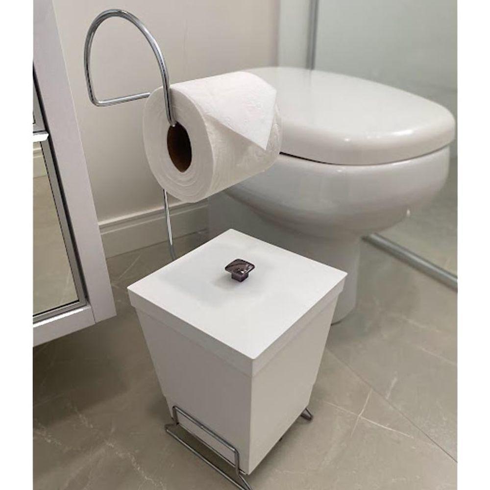 Kit 2 Lixeiras Com Suporte De Papel Higiênico - Stolf Areia-branco - 1