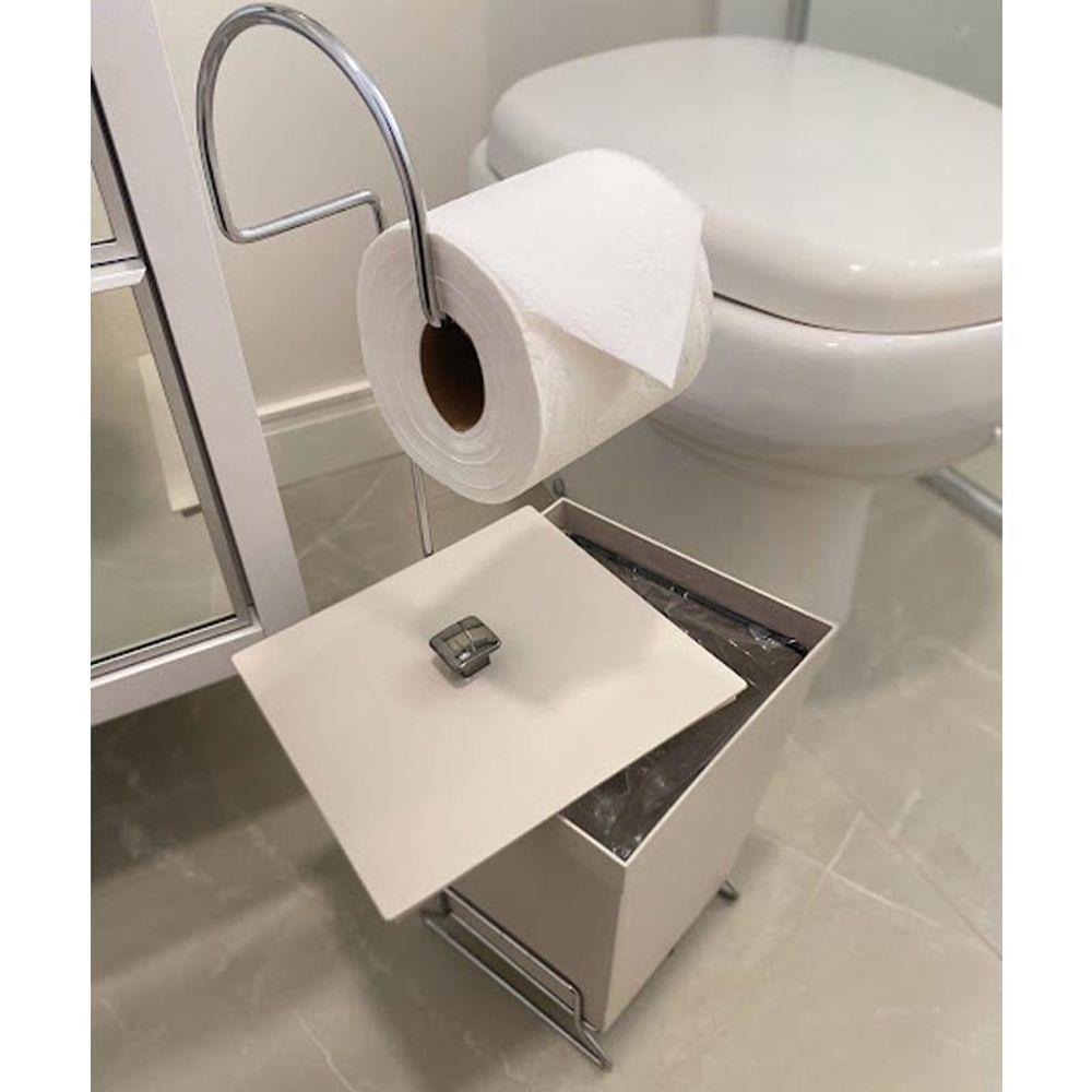 Kit 2 Lixeiras Com Suporte De Papel Higiênico - Stolf Areia - 2