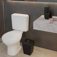 Kit Banheiro 4 Peças Lixeira Dispenser Porta Escova E Porta Algodão - Stolf Preto - 5