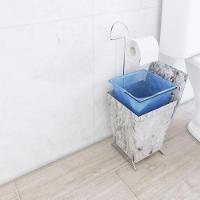 Lixeira Com Suporte De Papel Higiênico - Stolf Mármore Branco - 2