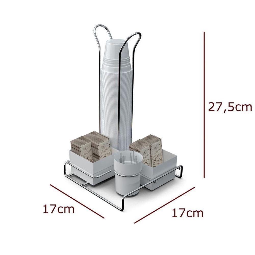Suporte De Mesa Para Sachê Com Porta Copos - Stolf Branco - 2