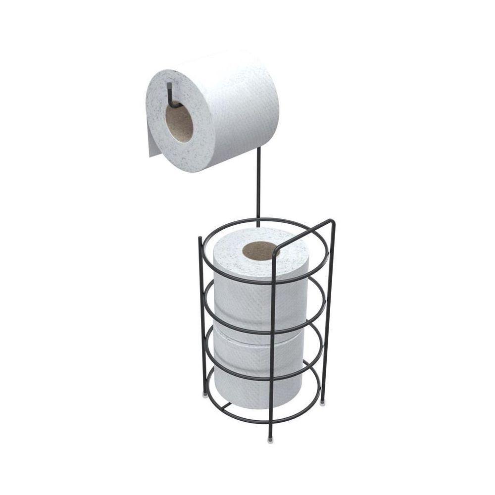 Porta Papel Higiênico De Chão Em Aço - Stolf Preto - 1