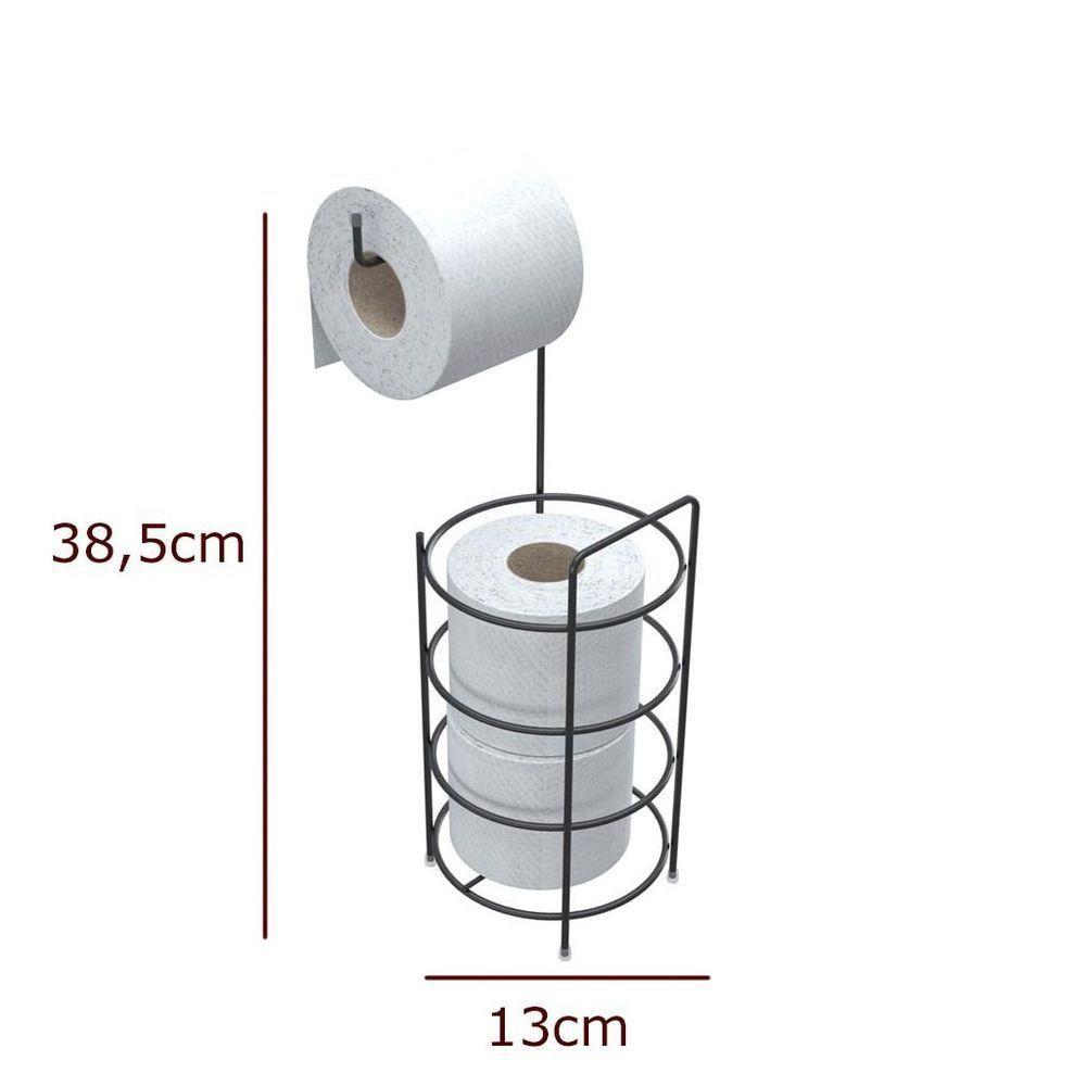 Porta Papel Higiênico De Chão Em Aço - Stolf Preto - 2