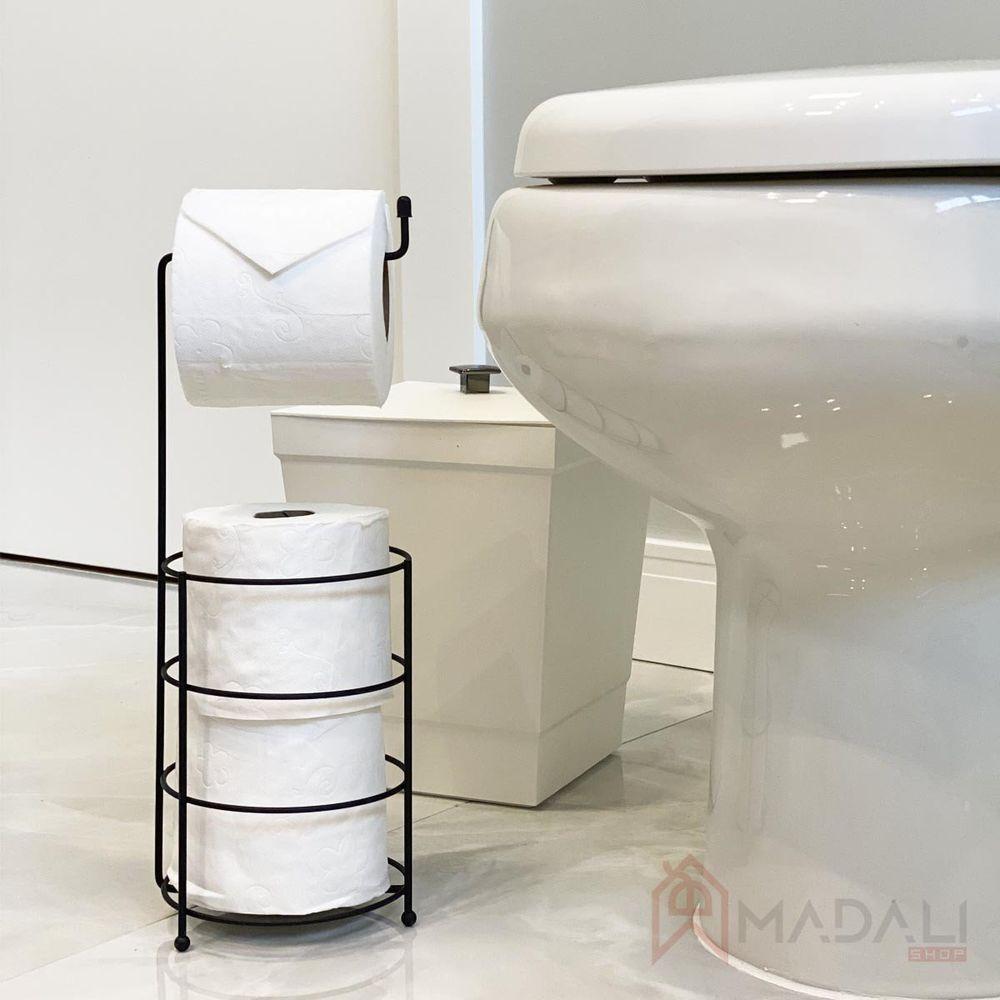 Porta Papel Higiênico De Chão Em Aço - Stolf Preto - 3