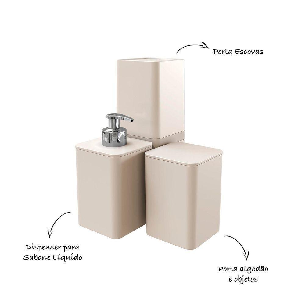 Kit Banheiro Com Porta Algodão Escovas E Sabonete Líquido - Stolf Areia - 2