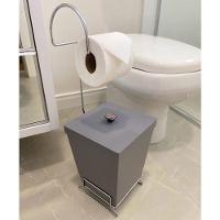 Kit 2 Lixeiras Com Suporte De Papel Higiênico - Stolf Preto + Cinza - 2