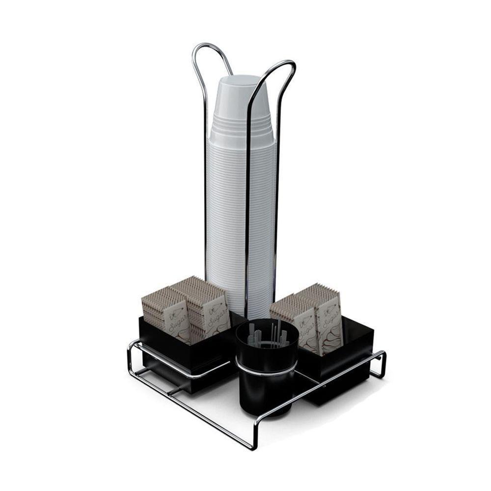 Suporte De Mesa Para Sachê Com Porta Copos - Stolf Preto - 1
