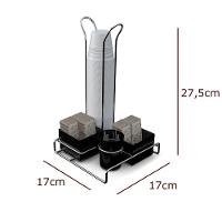 Suporte De Mesa Para Sachê Com Porta Copos - Stolf Preto - 2