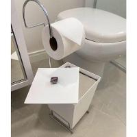 Kit 2 Lixeiras Com Suporte De Papel Higiênico - Stolf Branco + Branco - 2