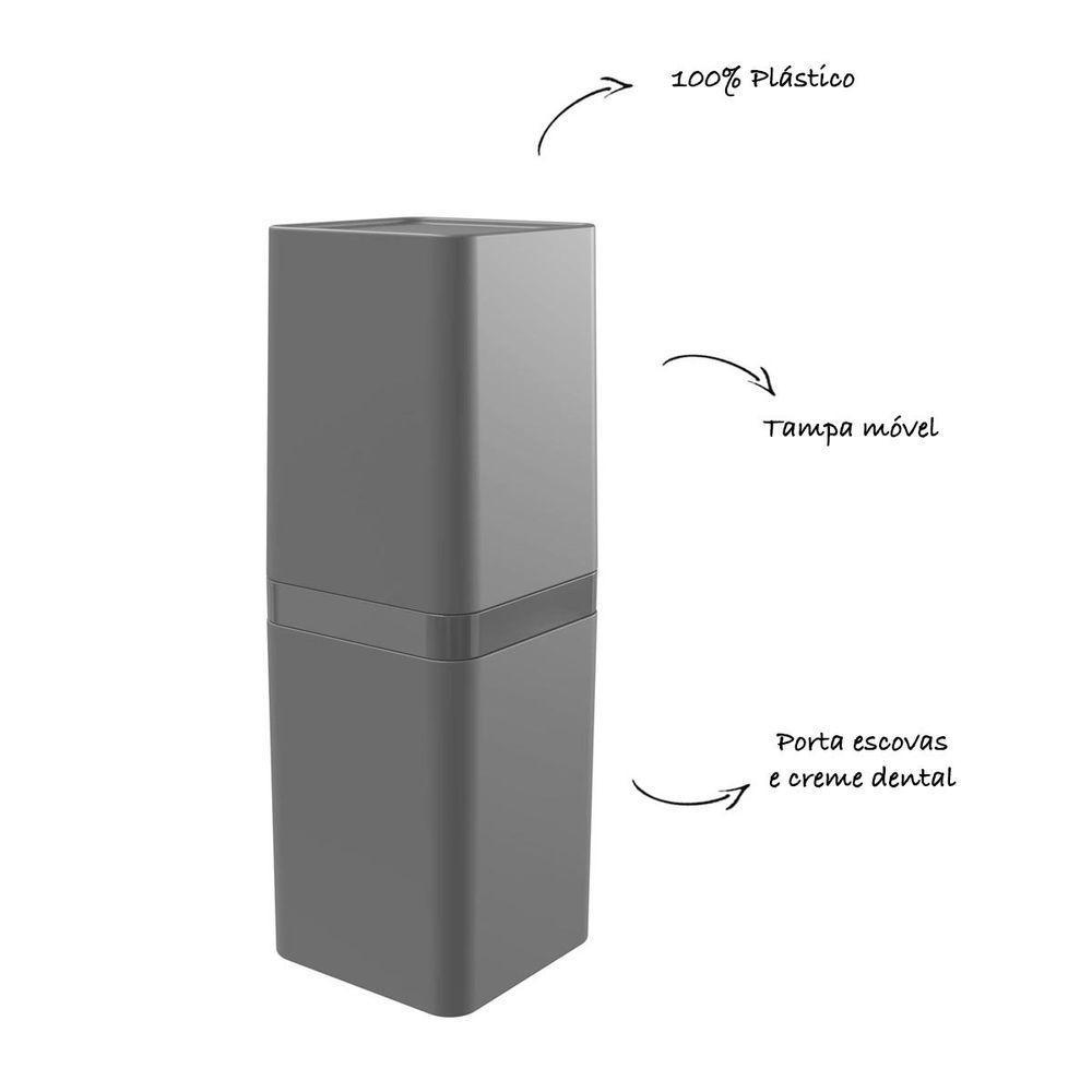 Porta Escovas De Dente Com Tampa - Stolf Cinza - 2