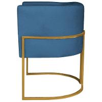 Poltrona Decorativa Luna Base De Ferro Dourado Linho Cor Azul Escuro - 7