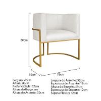 Kit Divã Luna 185cm Lado Direito E 02 Poltronas Base De Ferro Dourado Bouclé Cor Branco Tx