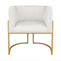 Kit Divã Luna 185cm Lado Direito E 02 Poltronas Base De Ferro Dourado Bouclé Cor Branco Tx - 7