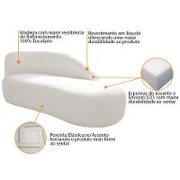 Kit Divã Luna 185cm Lado Direito E 02 Poltronas Base De Ferro Dourado Bouclé Cor Branco Tx - 8