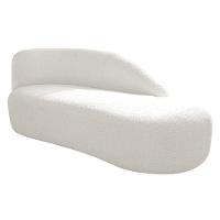 Kit Divã Luna 185cm Lado Direito E 02 Poltronas Base De Ferro Dourado Bouclé Cor Branco Tx - 9