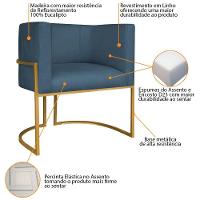 Kit 02 Poltronas Decorativas Luna Base De Ferro Dourado Linho Cor Azul Royal - 3