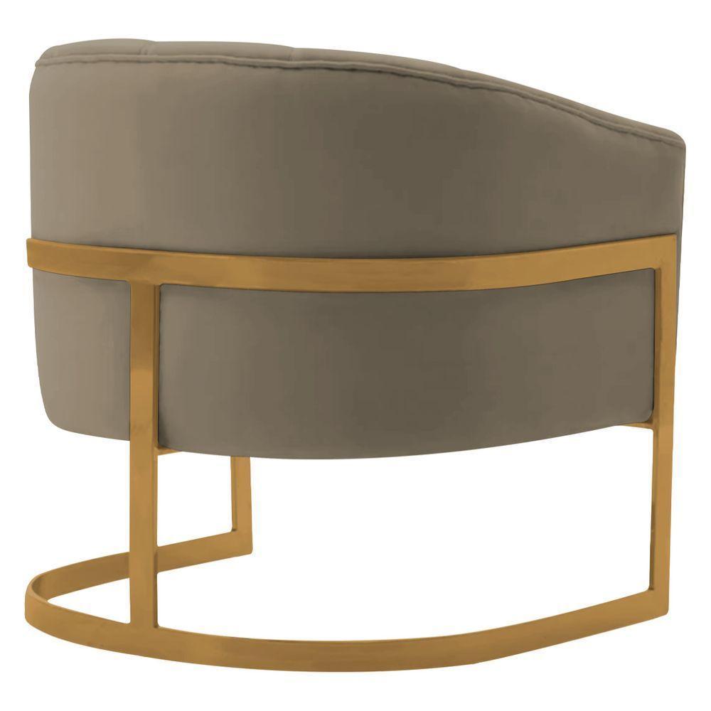Kit 2 Poltronas Decorativas Sala De Estar Recepção Mavie Base De Ferro Dourado Suede - Amarena Móveis Cor Cappuccino - 7