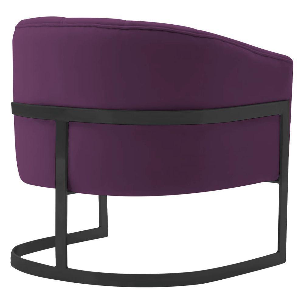 Kit 2 Poltronas Decorativas Sala De Estar Recepção Mavie Base De Ferro Preto Suede - Amarena Móveis Cor Roxo - 5
