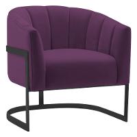Kit 2 Poltronas Decorativas Sala De Estar Recepção Mavie Base De Ferro Preto Suede - Amarena Móveis Cor Roxo - 8