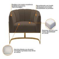 Kit 2 Poltronas Decorativas Sala De Estar Recepção Mavie Base De Ferro Dourado Suede - Amarena Móveis Cor Marrom - 2