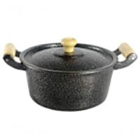 Caçarola Panela Reta Craqueada de Alumínio Alça Madeira - 1