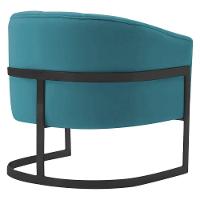 Poltrona Decorativa Sala De Estar Recepção Mavie Base De Ferro Preto Suede - Amarena Móveis Cor Azul Turquesa