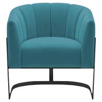 Poltrona Decorativa Sala De Estar Recepção Mavie Base De Ferro Preto Suede - Amarena Móveis Cor Azul Turquesa - 8